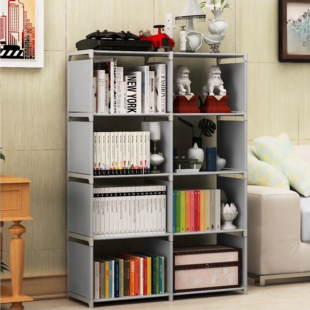 Portable 8-Cube Bookcase Adjustable Bookshelf Organizer Shelf Unit Cube Cabinet